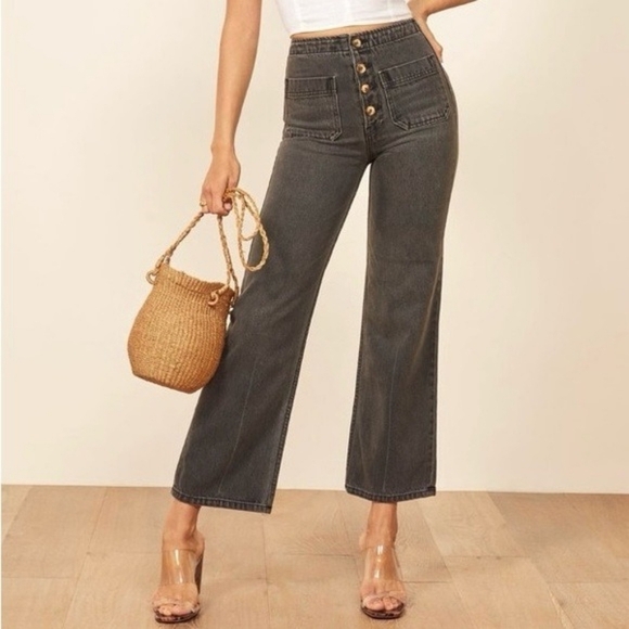 Reformation Denim - REFORMATION Women's Eloise Jeans Crop Button Fly Straight Leg Size 24P